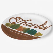 Thanksgiving Feest Gepersonaliseerd Herfstbos Papieren Bordje (Gekanteld)