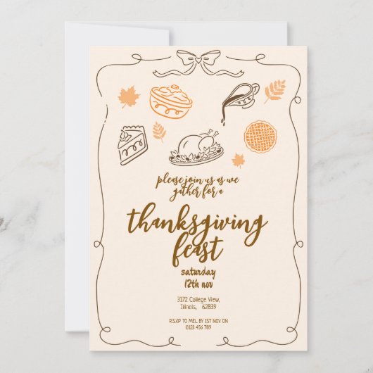 Thanksgiving Feest | Herfst Dinner Party Kaart (Voorkant)