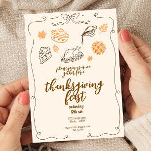 Thanksgiving Feest   Herfst Dinner Party Kaart