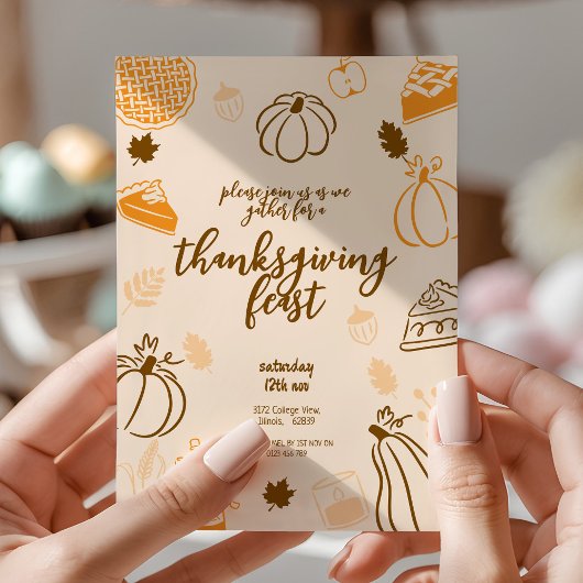 Thanksgiving Feest Herfst Herfst Diner Kaart