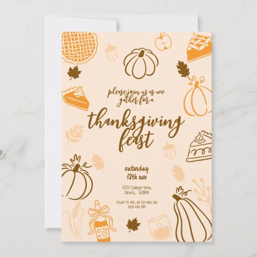 Thanksgiving Feest Herfst Herfst Diner Kaart (Voorkant)