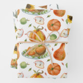 Thanksgiving Feest Herfst Waterverf Turkije Pompoe Inpakpapier Vel (In situ)