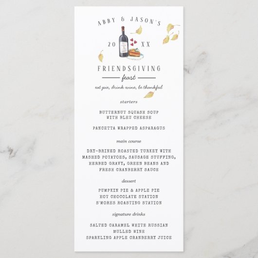 Thanksgiving Feest Maaltijd Aangepast diner menu (Voorkant)