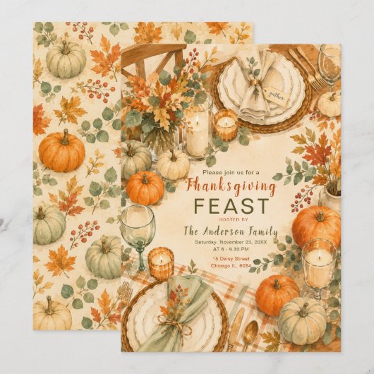 Thanksgiving Feest Partij Kaart (Voorkant / Achterkant)