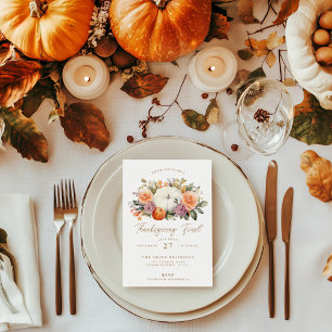 Thanksgiving Feest Pompoen Diner Feest Feestdagenkaart