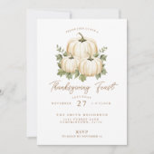 Thanksgiving Feest Pompoen Diner Feest Kaart (Voorkant)