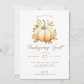 Thanksgiving Feest Pompoen Diner Feest Kaart (Voorkant)