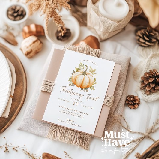 Thanksgiving Feest Pompoen Diner Feest Kaart