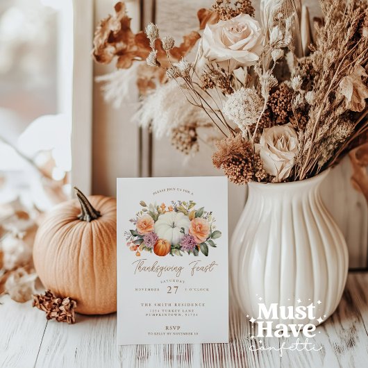 Thanksgiving Feest Pompoen Diner Feest Kaart