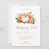 Thanksgiving Feest Pompoen Diner Feestuitnodiging Kaart (Voorkant)