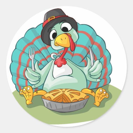 Thanksgiving feest ronde sticker (Voorkant)