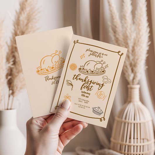 Thanksgiving Feest Rustieke Herfst Diner Kaart
