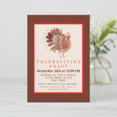 Thanksgiving Feest Turkije Waterverf Kaart (Staand voorkant)