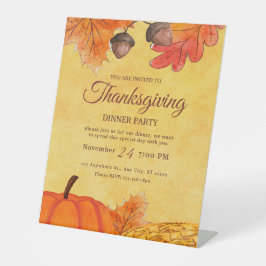 Thanksgiving feest Uitnodiging Thanksgiving Diner Reclamebord Met Voetstuk
