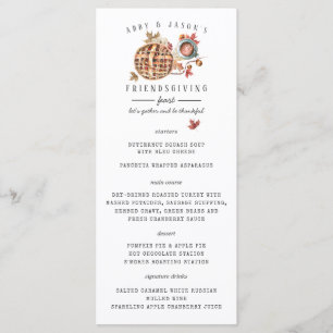 Thanksgiving Feest Watercolor Diner Menu