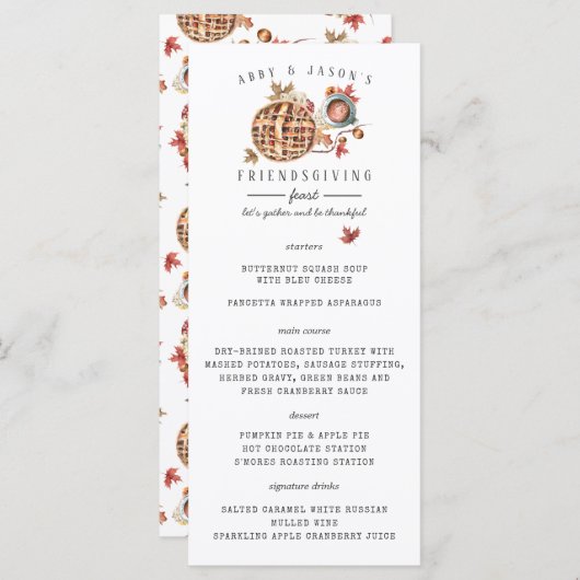 Thanksgiving Feest Waterverf Diner Menu (Voorkant / Achterkant)