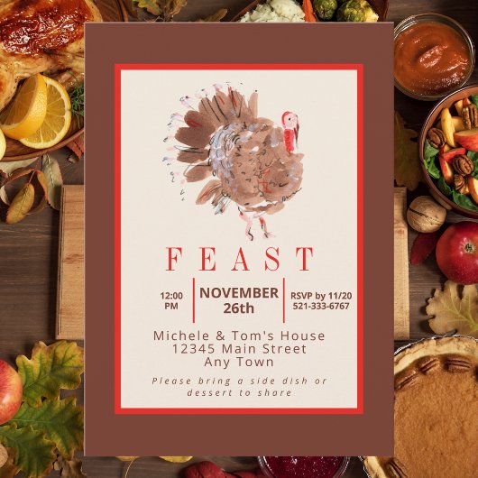Thanksgiving Feest Waterverf Turkije Kaart