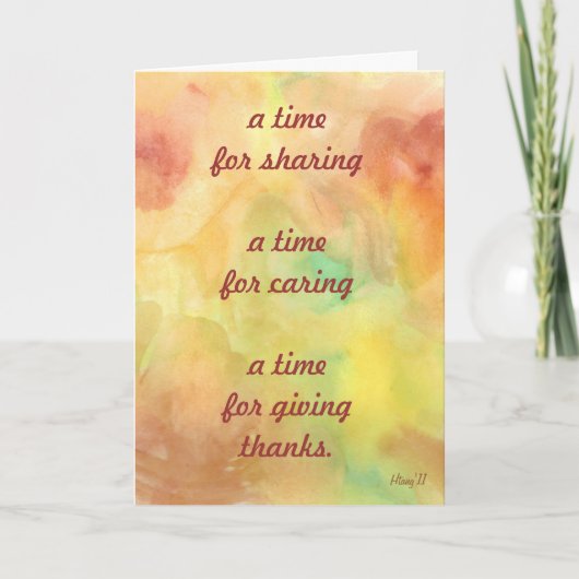 Thanksgiving Feestdagen Kaart (Voorkant)