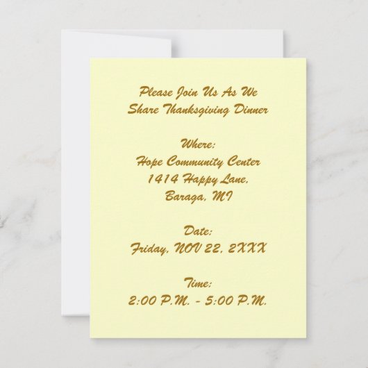  Thanksgiving Feestdagen Kaart (Achterkant)