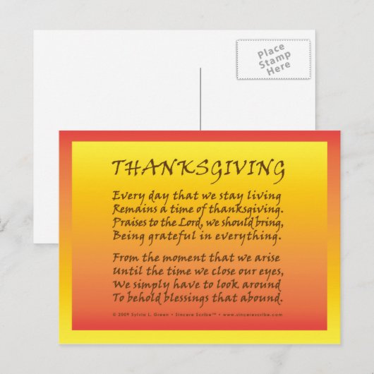 Thanksgiving Feestdagenkaart (Voorkant / Achterkant)