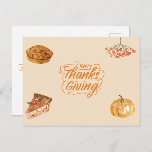 Thanksgiving Feestdagenkaart (Voorkant / Achterkant)