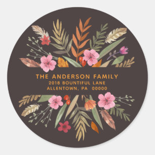 THANKSGIVING FEESTELIJKE HERFST GEBLADERTE RETOURA RONDE STICKER