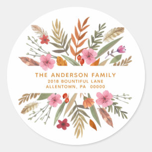 THANKSGIVING FEESTELIJKE HERFST GEBLADERTE RETOURA RONDE STICKER