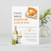 Thanksgiving Feestelijke Pompoentaart & Wijndiner Kaart (Staand voorkant)