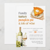 Thanksgiving Feestelijke Pompoentaart & Wijndiner Kaart (Voorkant / Achterkant)