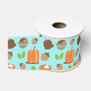 Thanksgiving Feestelijke Voedselitems Vakantie Grosgrain Lint