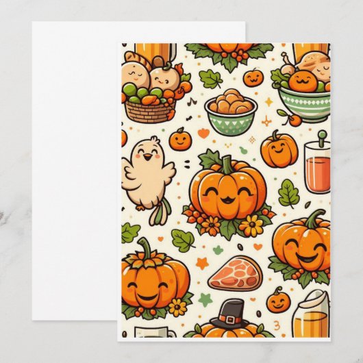 Thanksgiving feestfamilie kaart (Voorkant / Achterkant)