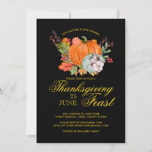 Thanksgiving Fest Diner Rustiek Pompoen Zwart Kaart