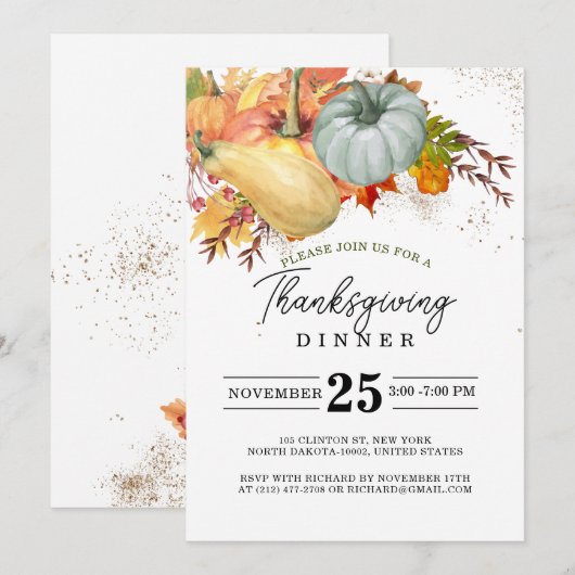 Thanksgiving Fest Vrienden Diner Rustieke Pompoen Kaart (Voorkant / Achterkant)