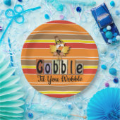 Thanksgiving Festive Gobble Til You Wobble Turkey Papieren Bordje (Feest)