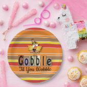 Thanksgiving Festive Gobble Til You Wobble Turkey Papieren Bordje (Feest)
