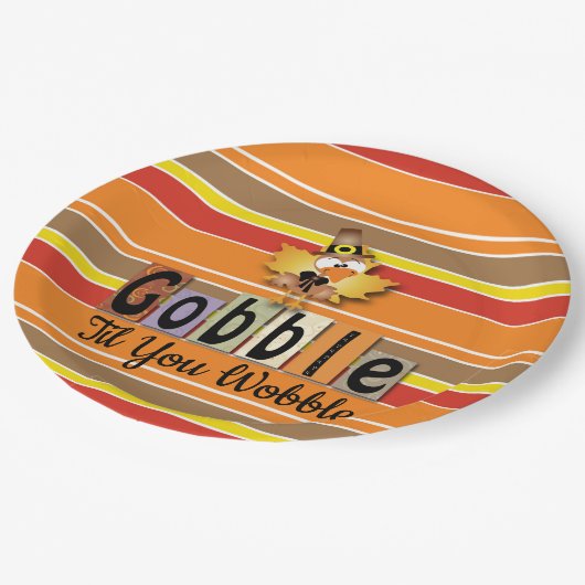 Thanksgiving Festive Gobble Til You Wobble Turkey Papieren Bordje (Gekanteld)