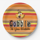 Thanksgiving Festive Gobble Til You Wobble Turkey Papieren Bordje (Voorkant)