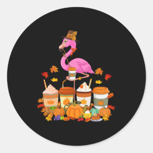 Thanksgiving Flamingo Dragen Pet Herfst Koffiekopj Ronde Sticker