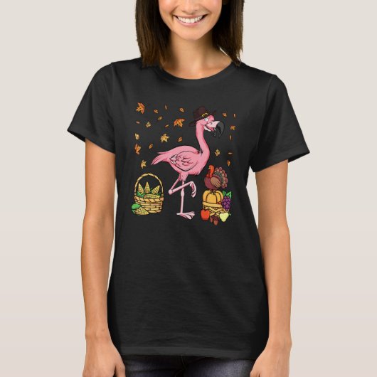 Thanksgiving Flamingo Turkey Boys Girls T-shirt (Voorkant)