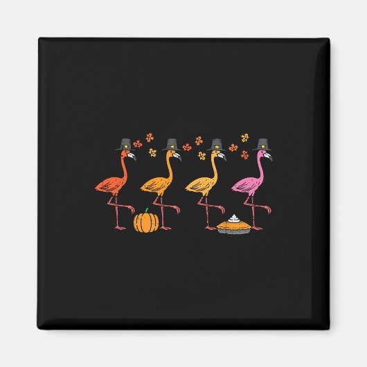 Thanksgiving Flamingo's Grappige Herfst Herfst Vog Magneet (Voorkant)