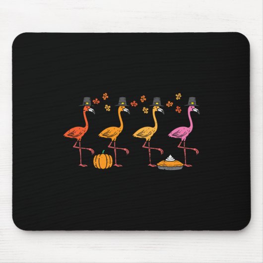 Thanksgiving Flamingo's Grappige Herfst Herfst Vog Muismat (Voorkant)
