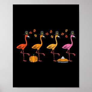 Thanksgiving Flamingo's Grappige Herfst Herfst Vog Poster
