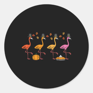 Thanksgiving Flamingo's Grappige Herfst Herfst Vog Ronde Sticker