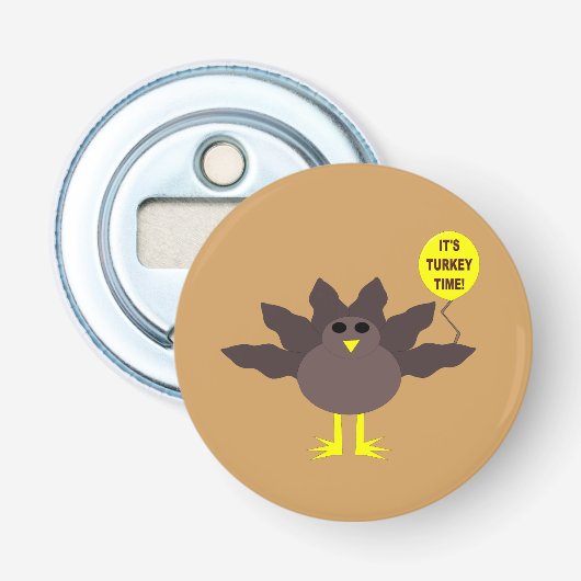 Thanksgiving flesopening Turkije Button Flesopener (Voorkant)
