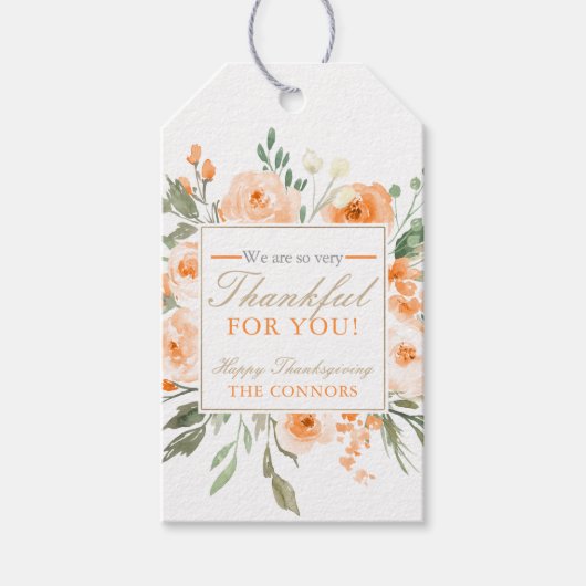 Thanksgiving Floral Hartelijk dank voor Labels Cadeaulabel (Voorkant)