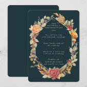 Thanksgiving Floral Lijst 3 cursus Menu (Voorkant / Achterkant)