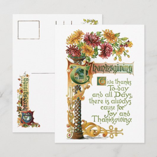  Thanksgiving Floral met Verse Feestdagenkaart (Voorkant / Achterkant)