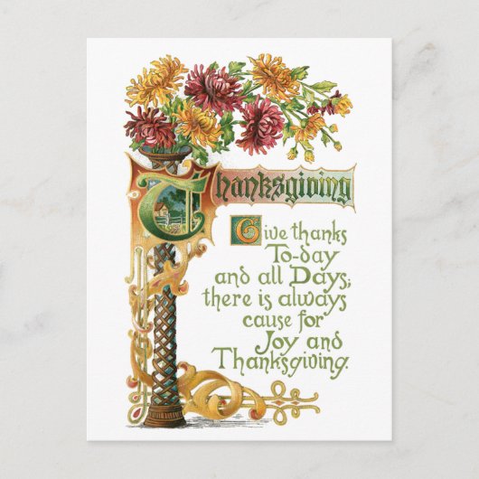  Thanksgiving Floral met Verse Feestdagenkaart (Voorkant)