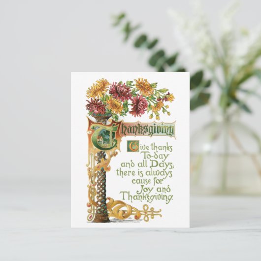  Thanksgiving Floral met Verse Feestdagenkaart (Staand voorkant)