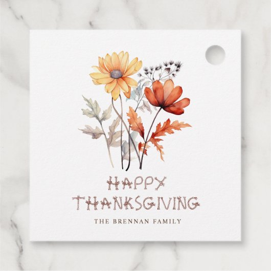 Thanksgiving Floral Modern Elegant Wildflower Bedankjes Labels (Achterkant)